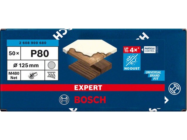 Komplet brusnih mrež Bosch EXPERT M480 za ekscentrične brusilnike, 125mm, Zrnatost: 80, 2608900680